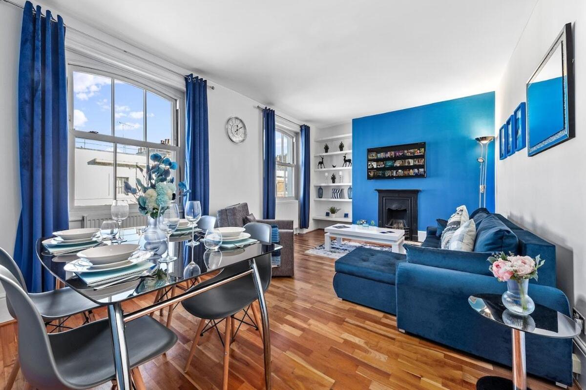 Balcony Blue Theme 1 Bedroom Central London Luxury Flat Near Hyde Park! Accommodates Up To 6! Double Sofa Bed And Next To Station! ภายนอก รูปภาพ