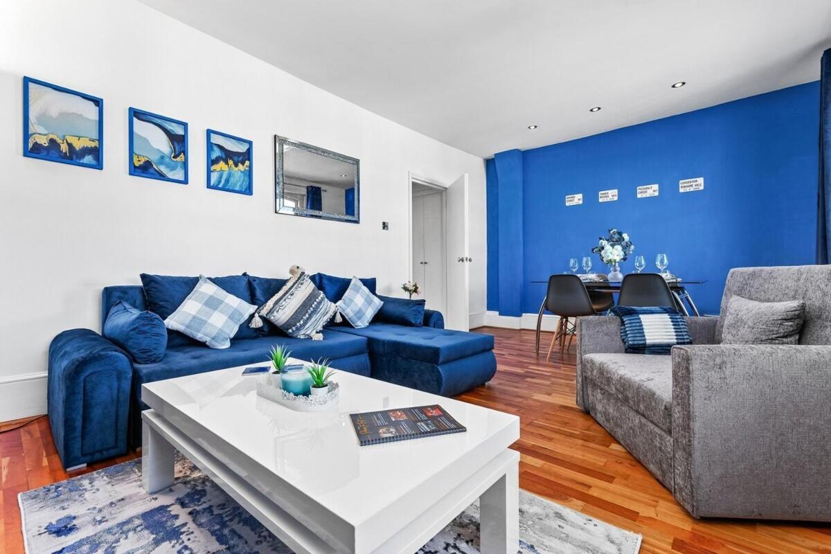 Balcony Blue Theme 1 Bedroom Central London Luxury Flat Near Hyde Park! Accommodates Up To 6! Double Sofa Bed And Next To Station! ภายนอก รูปภาพ